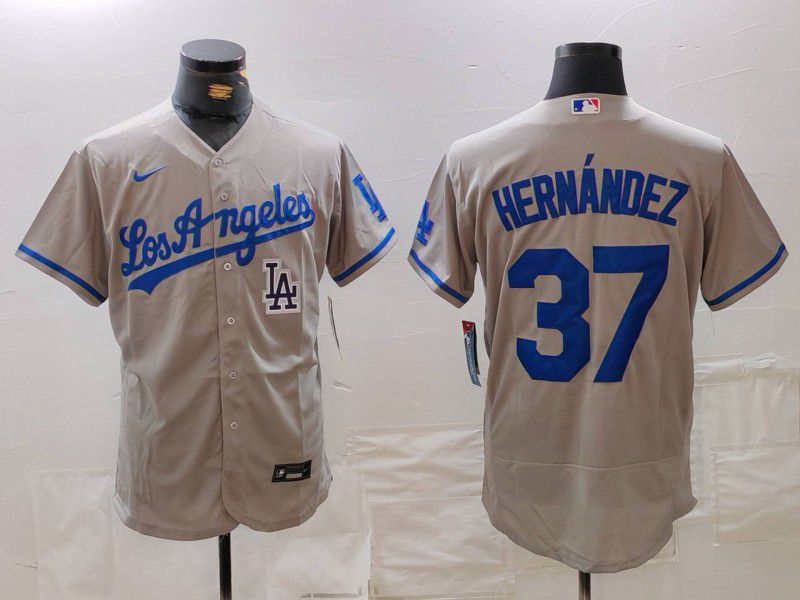 Men Los Angeles Dodgers #37 Hernandez Grey Nike Elite 2024 MLB Jersey style 7268->los angeles dodgers->MLB Jersey